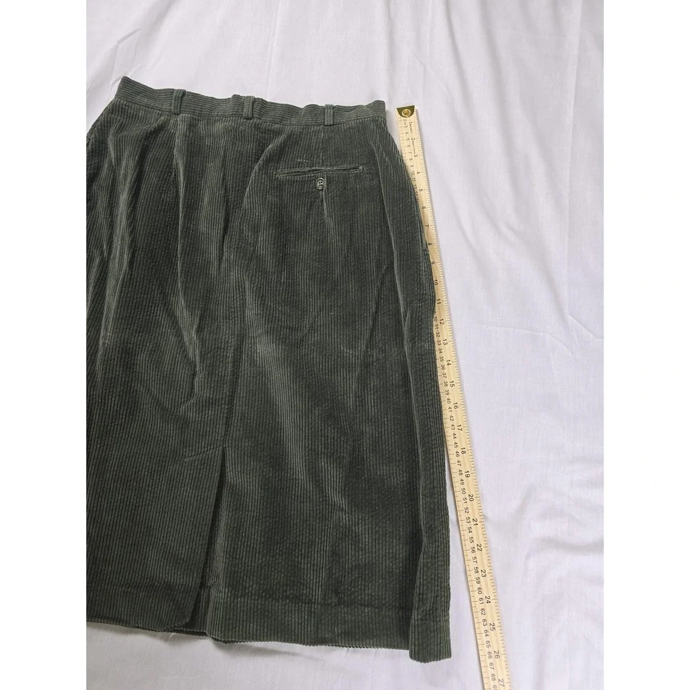 Crew Skirt Womens 14 Green Corduroy Made in Japan Pleated A Line Back Vent Lined